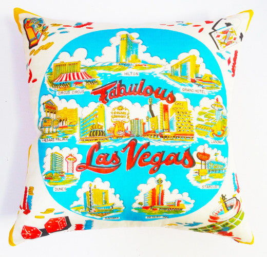 Vintage Las Vegas Souvenir Scarf Pillow (27 x 27)