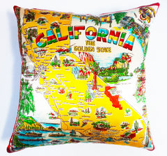 Vintage California Souvenir State Scarf Pillow (28 x 28)