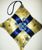 Golden Yellow & Blue Pillow Ornament (4 x 4)