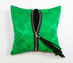 Vintage Emerald Green Tassel Pillow (14 x 14)