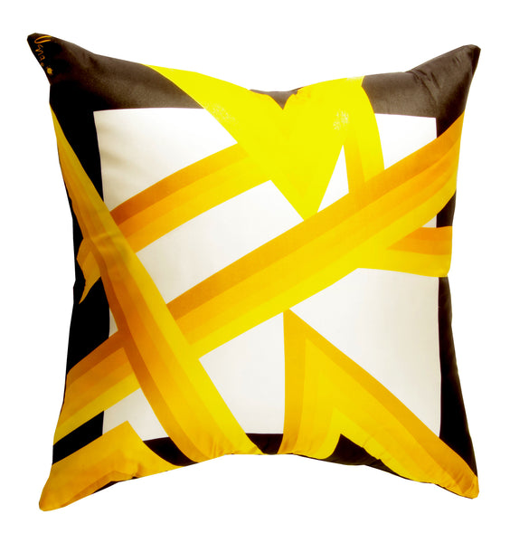 Vintage Vera Neumann Black & Yellow Silk Scarf Pillow (26 x 26)