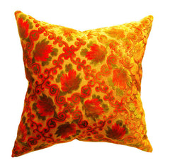 Vintage Orange Cut Velvet Pillow (20 x 20”)