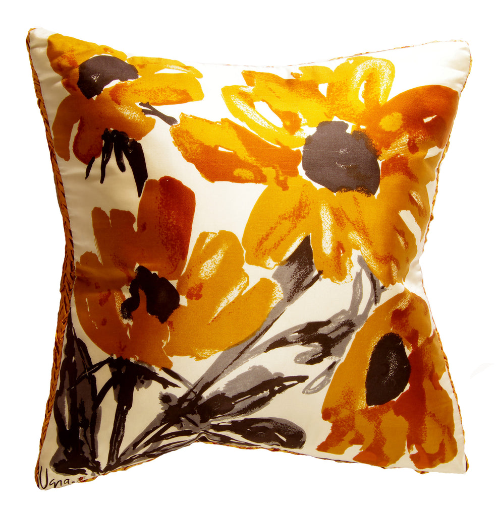 Vintage Vera Neumann Brown Floral Silk Scarf Pillow (21 x 23)