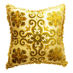 Vintage French Olive Green & Gold Cut Velvet Pillow (24 x 24)