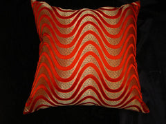 The Red & Gold Modern Wave Pillow (22 x 22)